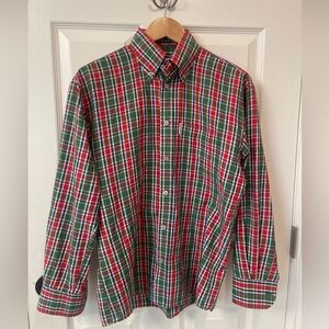 Jaggae Garment Button Down Shirt Red Green Men’s Medium Holiday